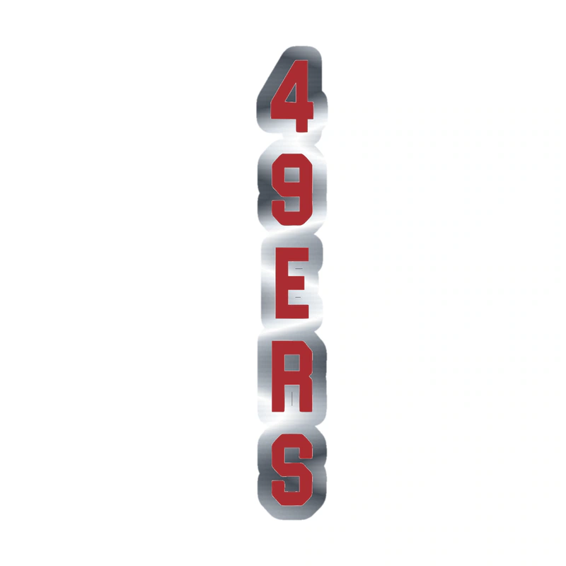 San Francisco 49ers - Vertical 49ers - Silver Chrome Vinyl Sticker - Custom Size