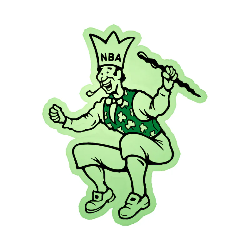 Boston Celtics - Green and White Leprechaun - Glow in the Dark Vinyl Sticker - Custom Size