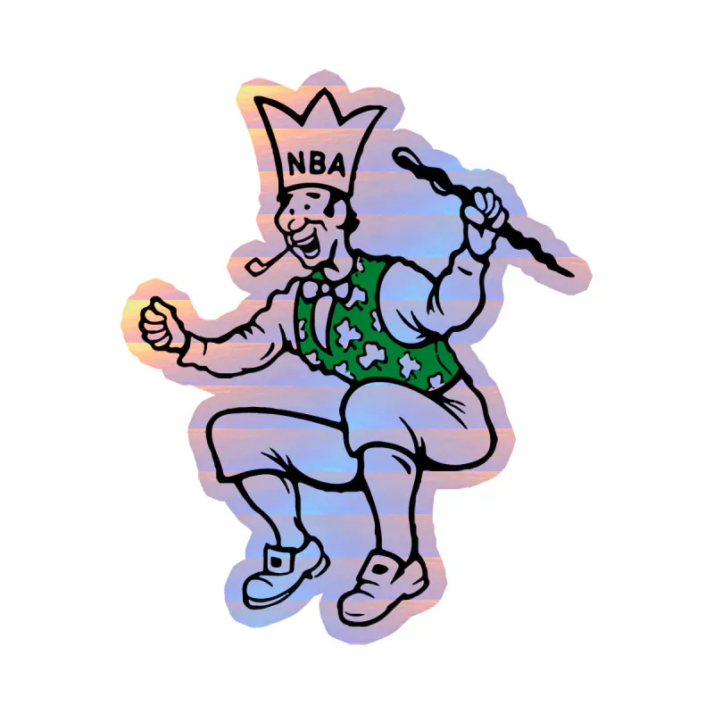 Boston Celtics - Green and White Leprechaun - Holographic Vinyl Sticker - Custom Size