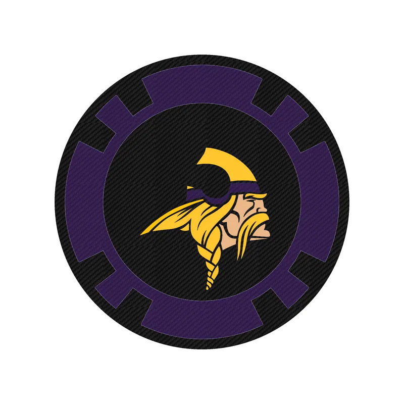 Minnesota Vikings - Poker Chip - Carbon Fiber Vinyl Sticker - Custom Size