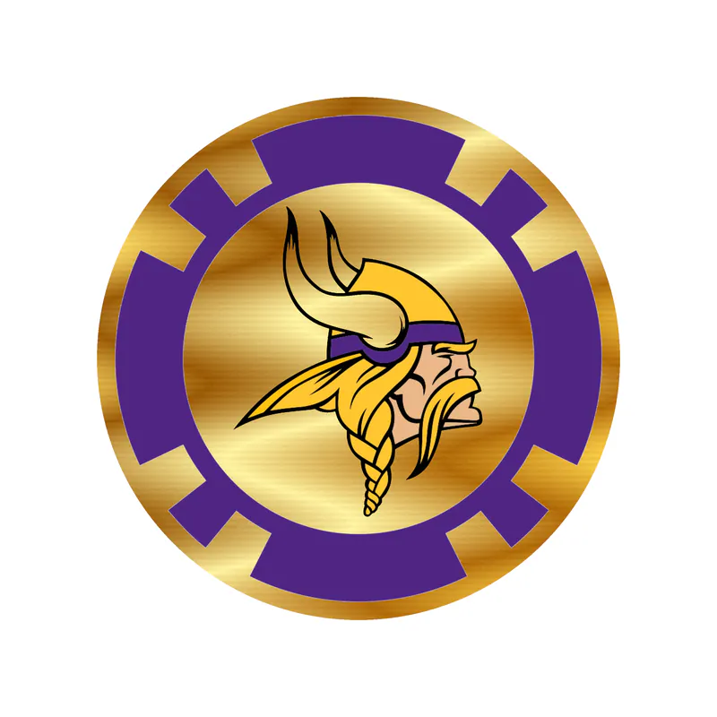 Minnesota Vikings - Poker Chip - Gold Chrome Vinyl Sticker - Custom Size