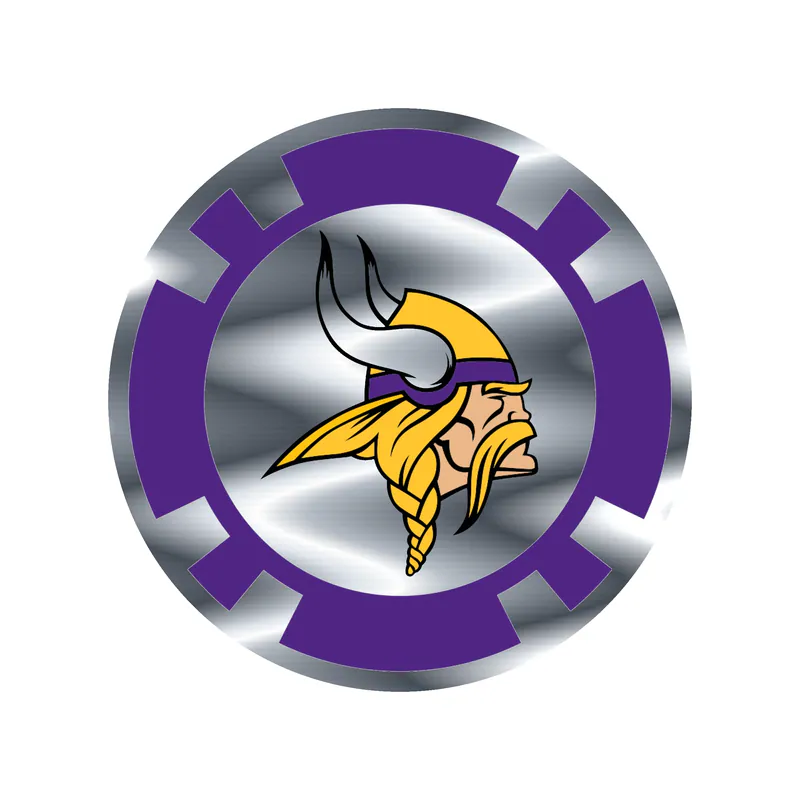 Minnesota Vikings - Poker Chip - Silver Chrome Vinyl Sticker - Custom Size