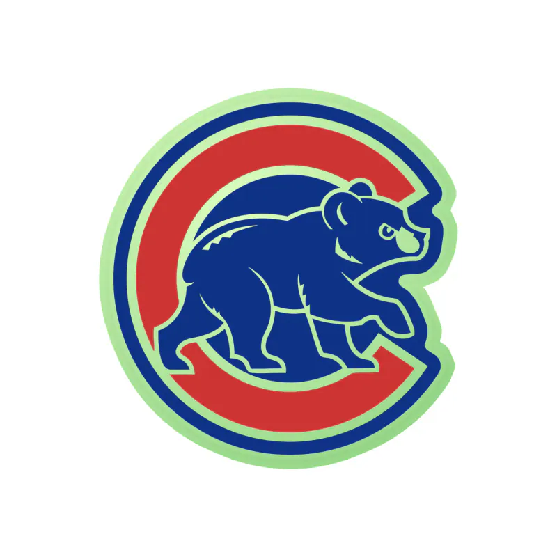 Chicago Cubs - C With Cub - Glow in the Dark Vinyl Sticker - Custom Size