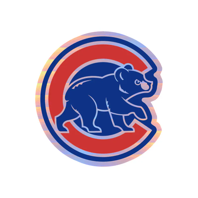 Chicago Cubs - C With Cub - Holographic Vinyl Sticker - Custom Size