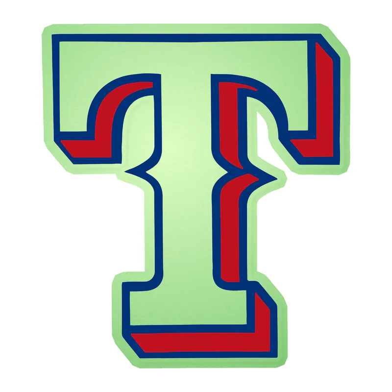 Texas Rangers - White T - Glow in the Dark Vinyl Sticker - Custom Size
