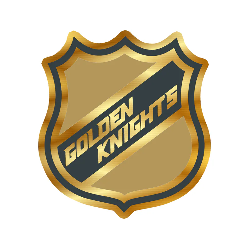Vegas Golden Knights - NHL Logo With Golden Knights - Gold Chrome Vinyl Sticker - Custom Size