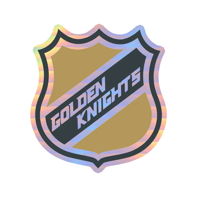 Vegas Golden Knights - NHL Logo With Golden Knights - Holographic Vinyl Sticker - Custom Size