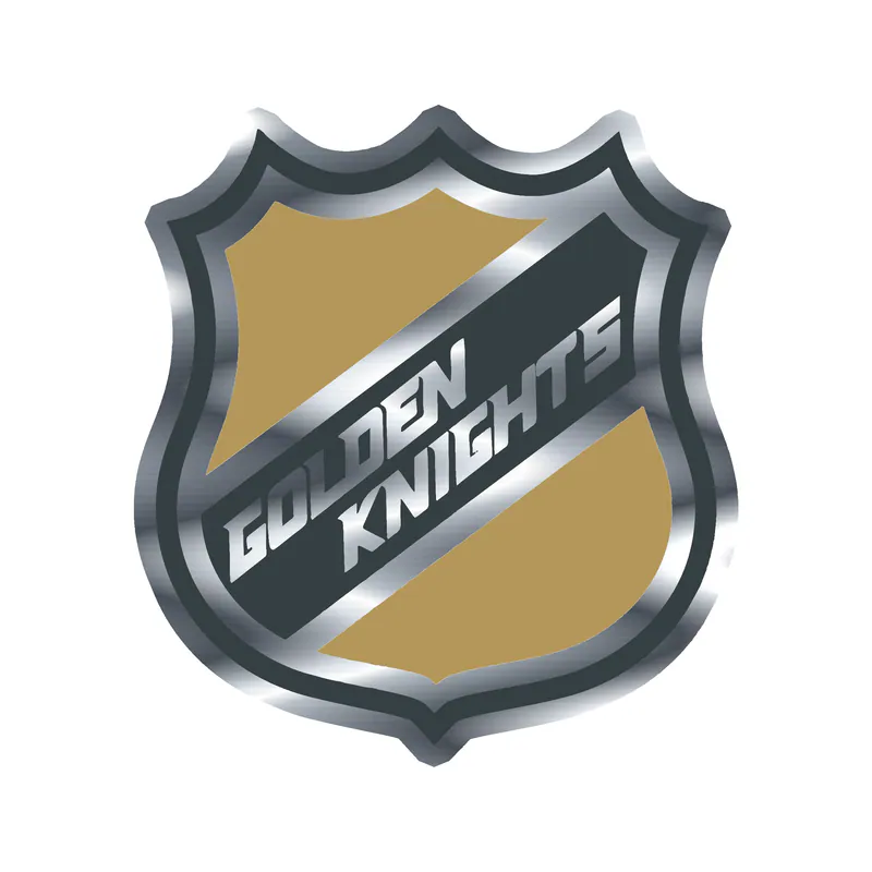 Vegas Golden Knights - NHL Logo With Golden Knights - Silver Chrome Vinyl Sticker - Custom Size