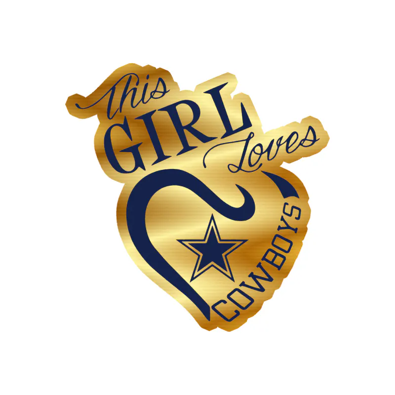 Dallas Cowboys - This Girl Loves Cowboys - Gold Chrome Vinyl Sticker - Custom Size
