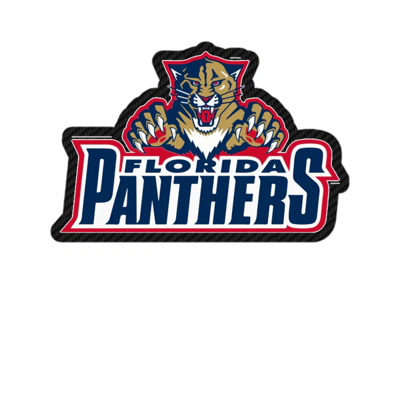 Florida Panthers -  Panther With Name - Carbon Fiber Vinyl Sticker - Custom Size