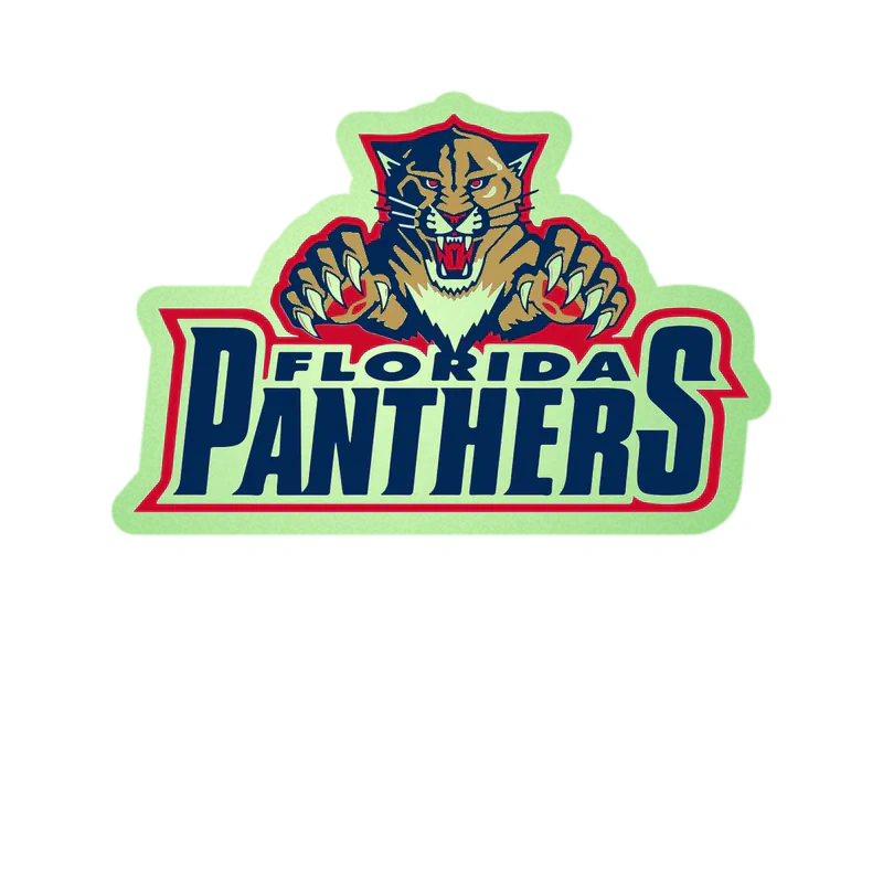Florida Panthers -  Panther With Name - Glow in the Dark Vinyl Sticker - Custom Size