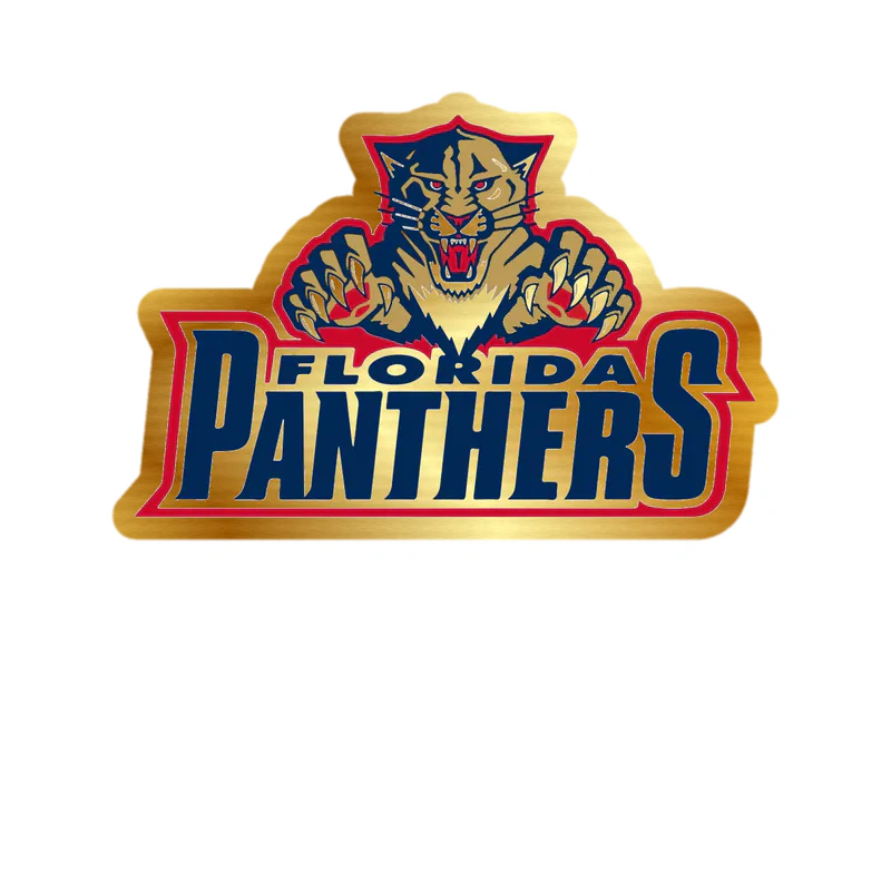 Florida Panthers -  Panther With Name - Gold Chrome Vinyl Sticker - Custom Size