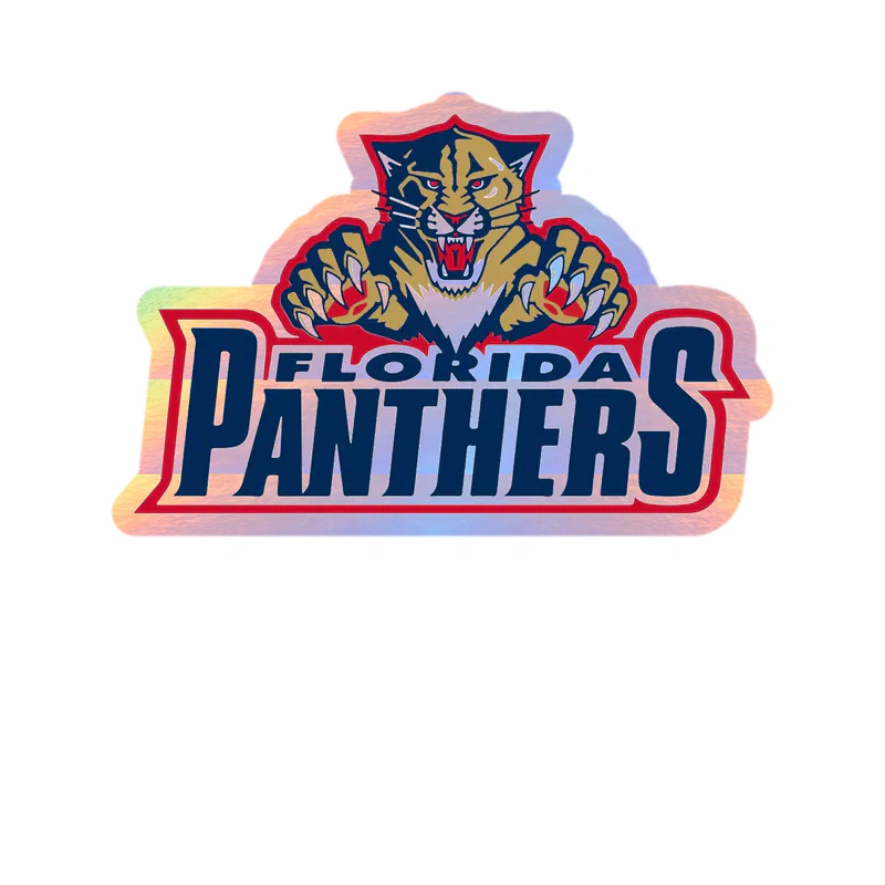 Florida Panthers -  Panther With Name - Holographic Vinyl Sticker - Custom Size