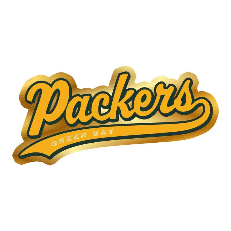 Green Bay Packers - Yellow Packers 2 - Gold Chrome Vinyl Sticker - Custom Size