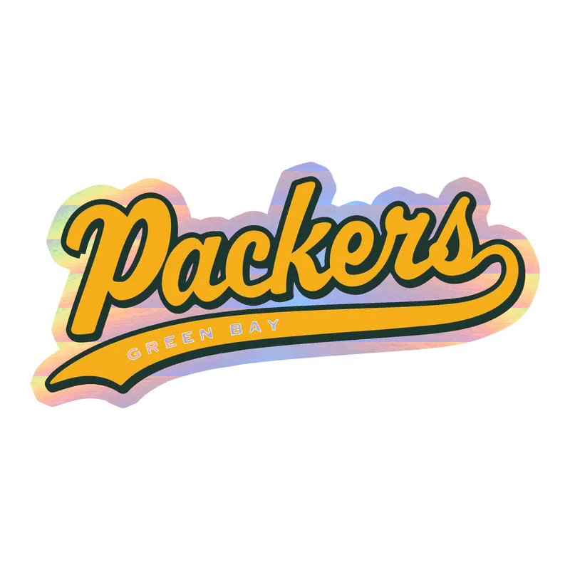 Green Bay Packers - Yellow Packers 2 - Holographic Vinyl Sticker - Custom Size