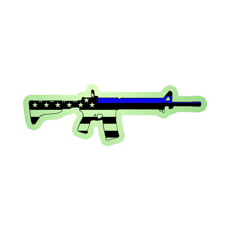 Blue Line American Flag Weapon  Glow in the Dark Vinyl Decal - custom size