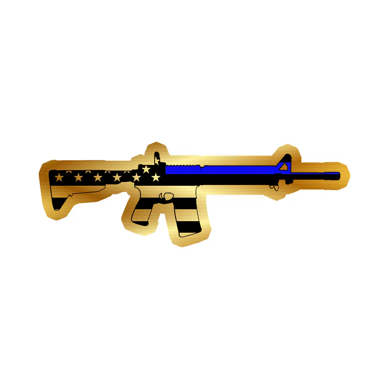 Blue Line American Flag Weapon  Gold Chrome Vinyl Decal - custom size