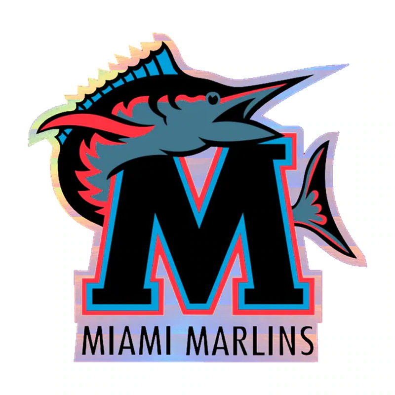 Miami Marlins - Black M With Name - Holographic Vinyl Sticker - Custom Size