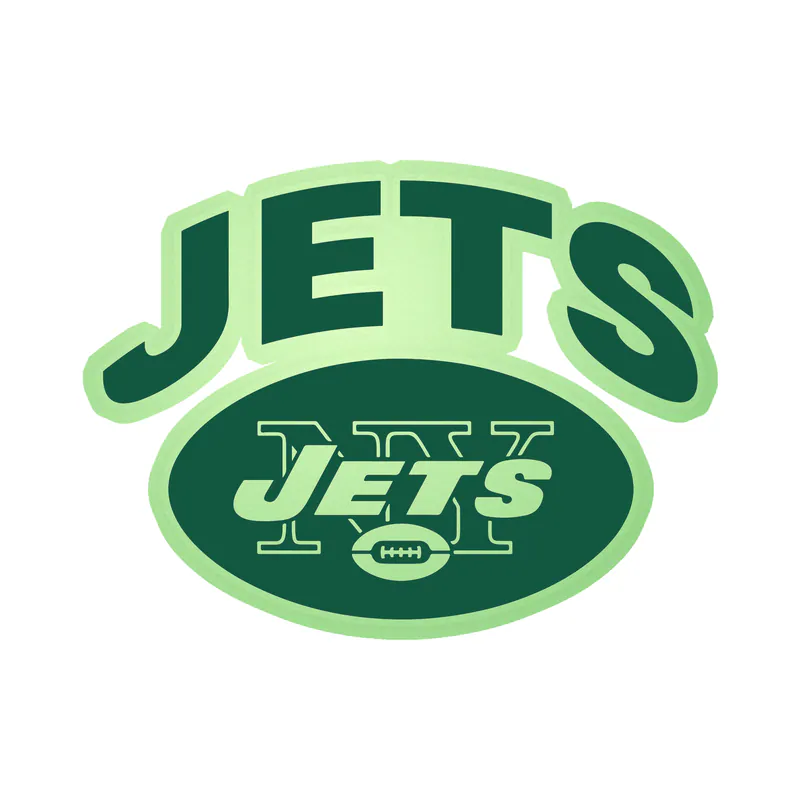 New York Jets - Football With Jets - Glow in the Dark Vinyl Sticker - Custom Size