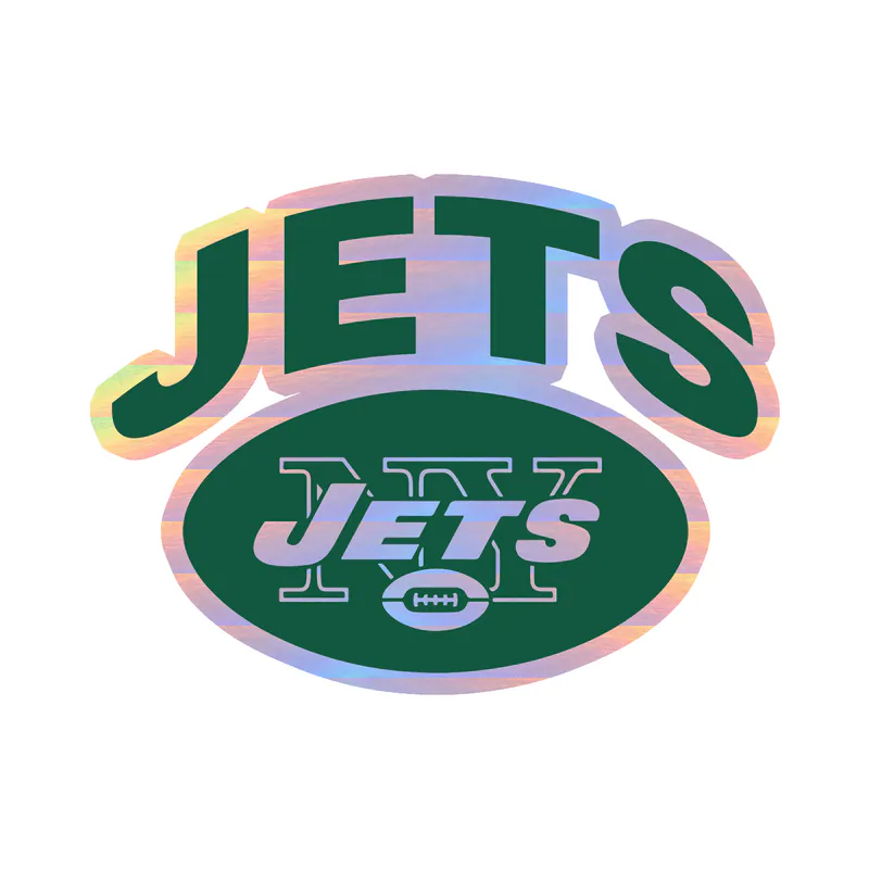 New York Jets - Football With Jets - Holographic Vinyl Sticker - Custom Size