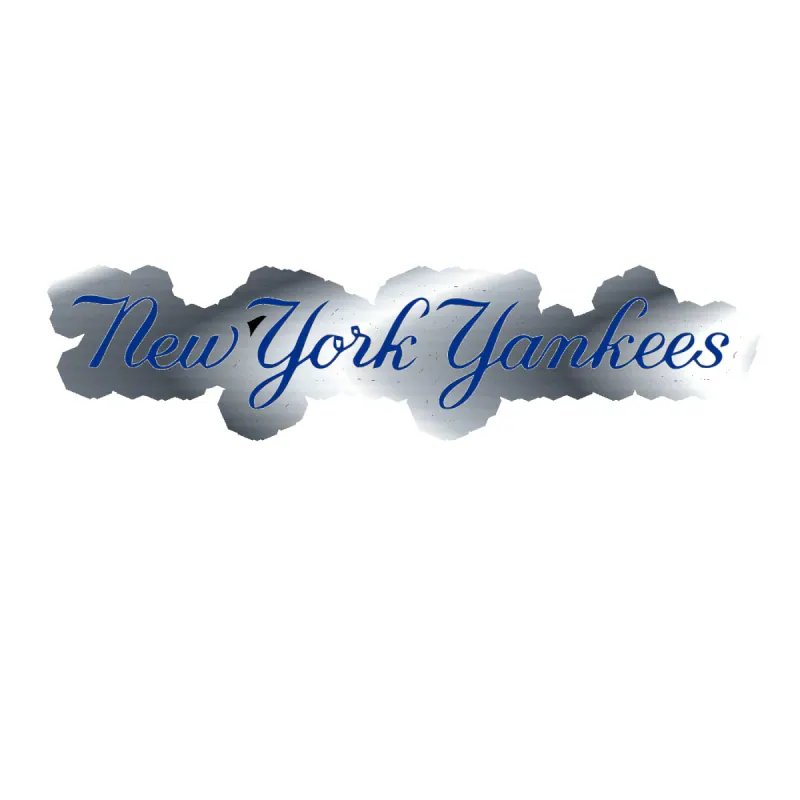 New York Yankees - Name Cursive - Silver Chrome Vinyl Sticker - Custom Size