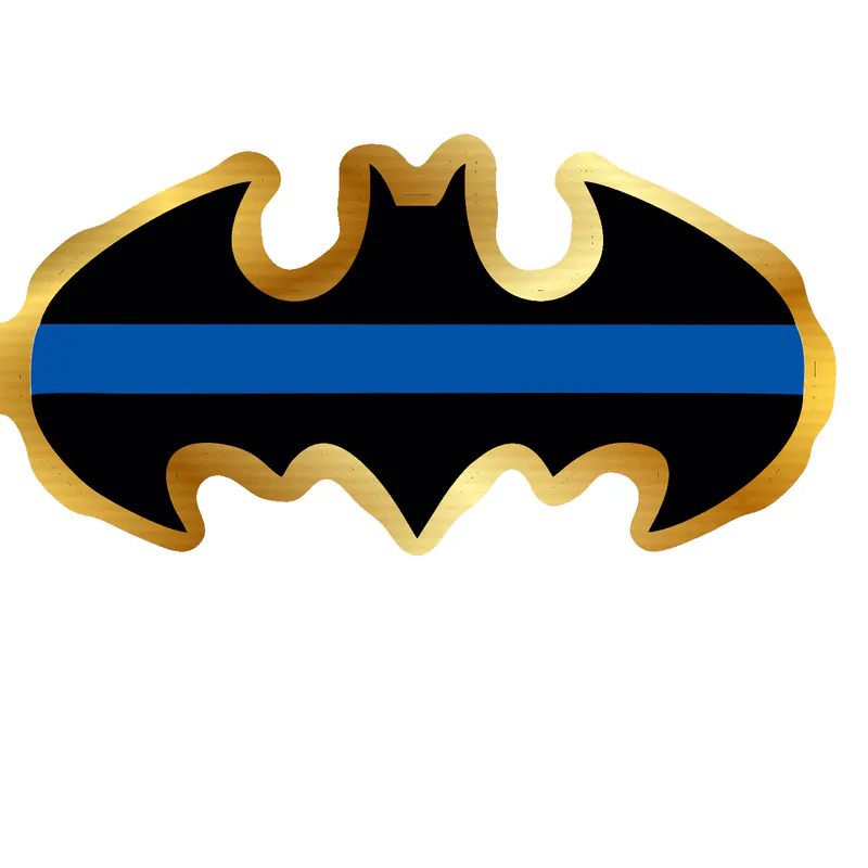 Batman Blue Line Gold Chrome Vinyl Decal - custom size