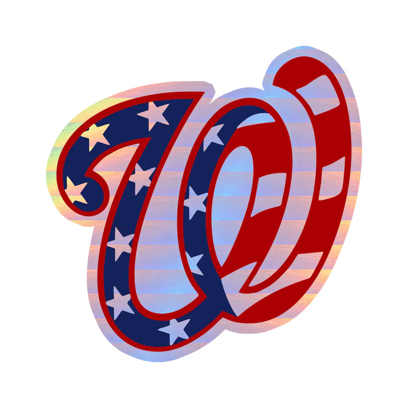 Washington Nationals - American Flag W - Holographic Vinyl Sticker - Custom Size