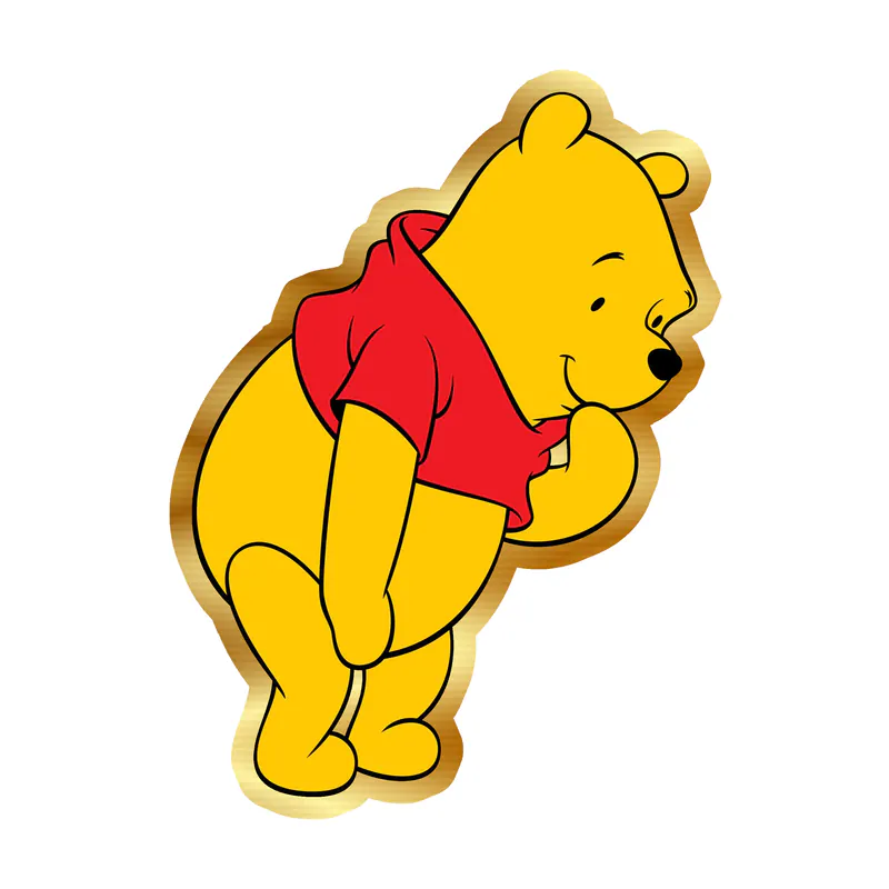 Winnie The Pooh - Gold Chrome Vinyl Sticker - Custom Size