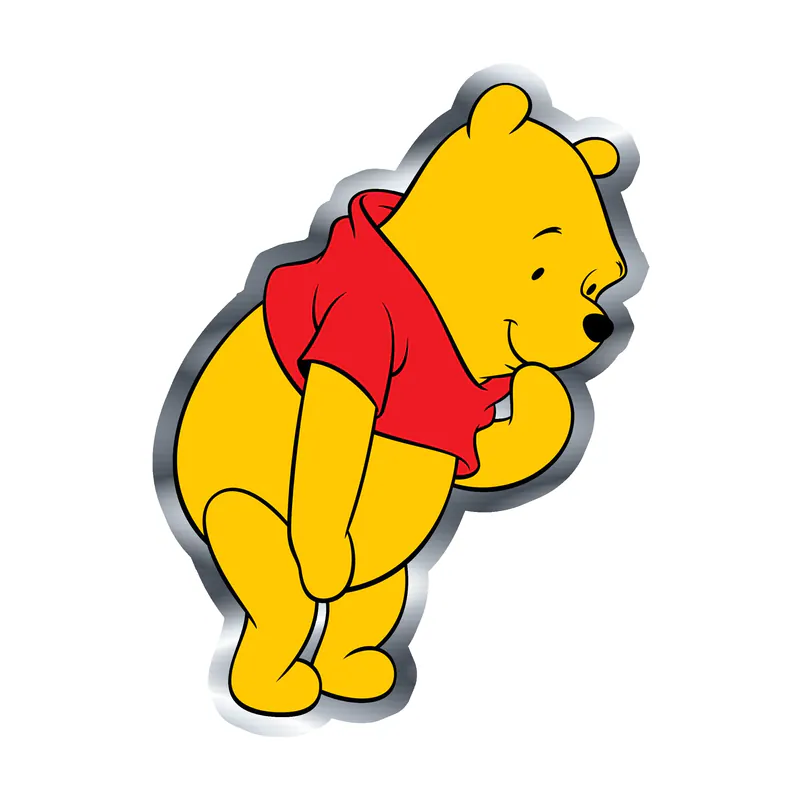 Winnie The Pooh - Silver Chrome Vinyl Sticker - Custom Size