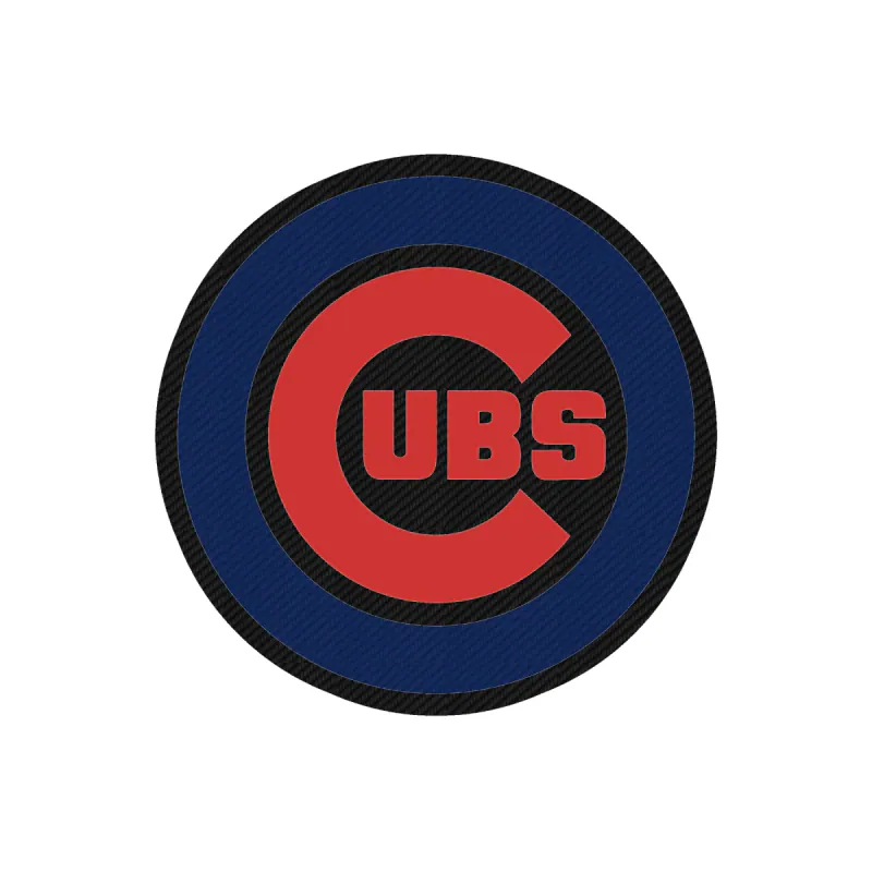 Chicago Cubs - Circle With Cubs In Middle - Carbon Fiber Vinyl Sticker - Custom Size