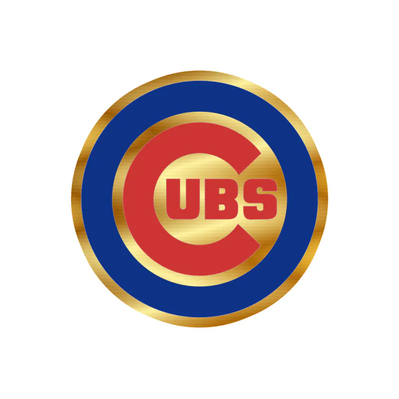 Chicago Cubs - Circle With Cubs In Middle - Gold Chrome Vinyl Sticker - Custom Size