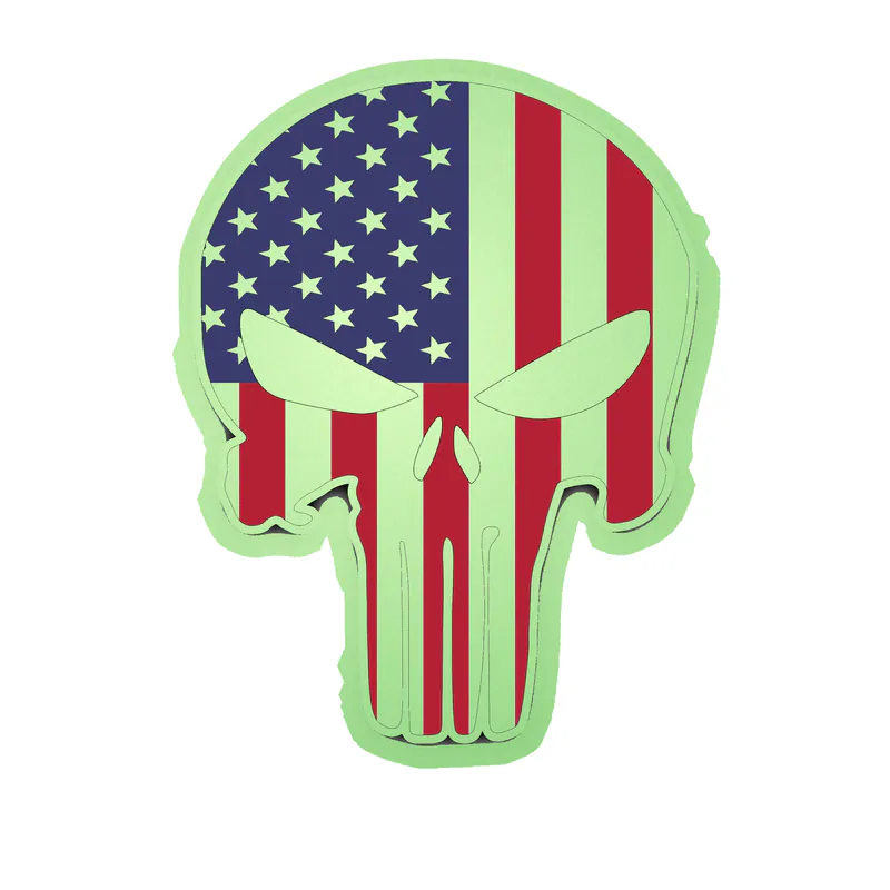 Punisher American Flag Glow in the Dark Vinyl Decal - custom size