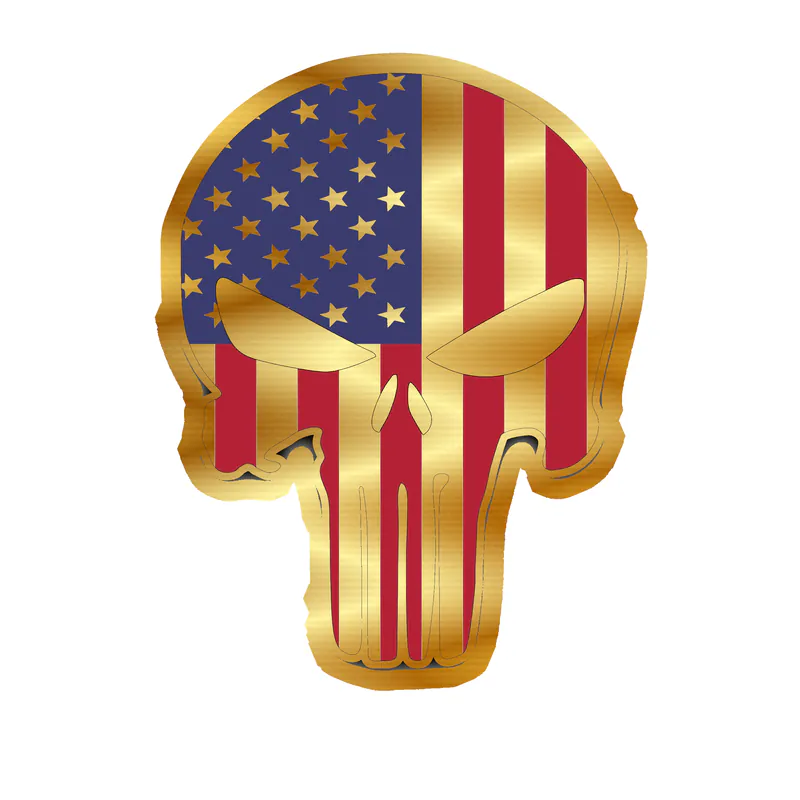 Punisher American Flag Gold Chrome Vinyl Decal - custom size