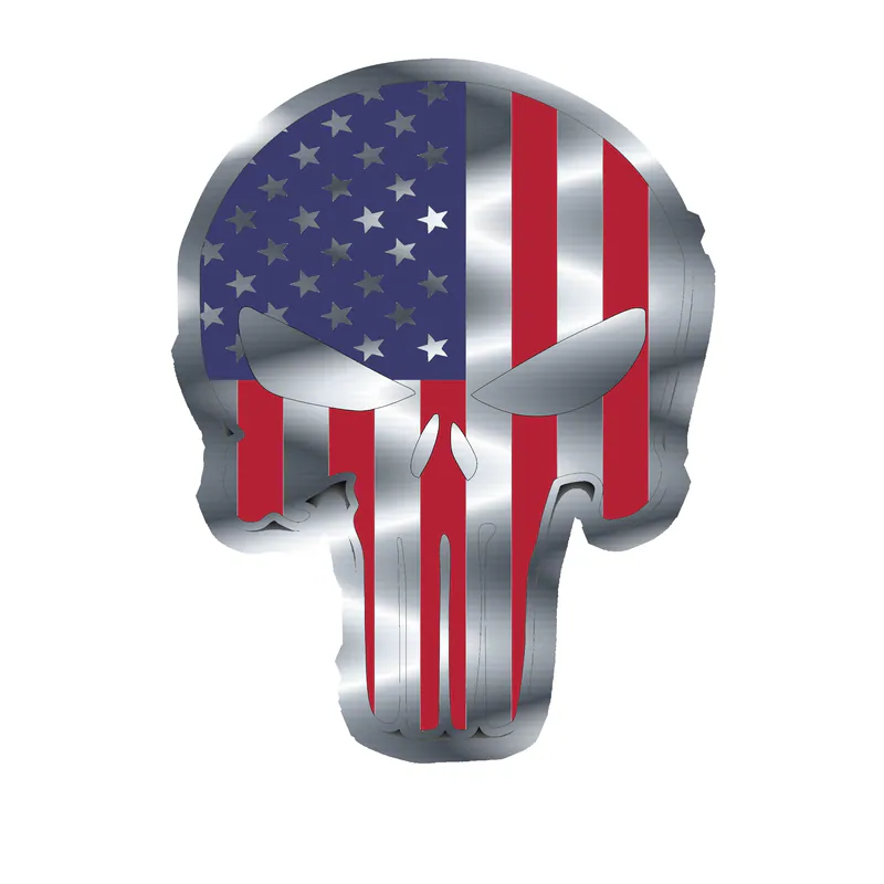 Punisher American Flag Silver Chrome Vinyl Decal - custom size
