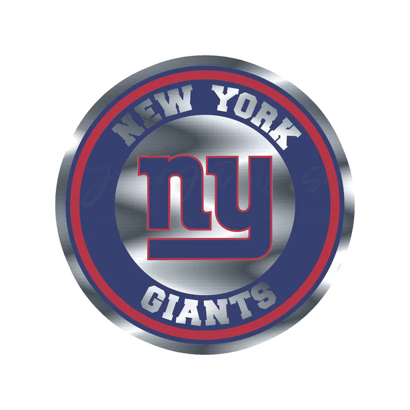 New York Giants - Round - Full Color - Silver Chrome Vinyl Sticker - Custom Size