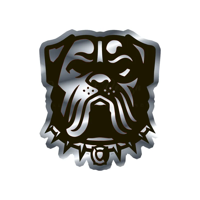 Cleveland Browns - 2023 Dawg Head - Full Color - Silver Chrome Vinyl Sticker - Custom Size
