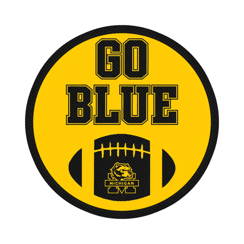 Michigan Wolverines - Yellow Circle - Full Color - Carbon Fiber Vinyl Sticker - Custom Size