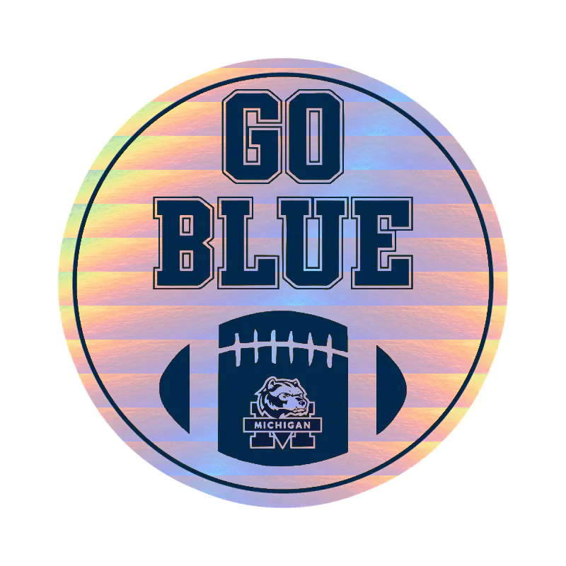 Michigan Wolverines - Yellow Circle - Full Color - Holographic Vinyl Sticker - Custom Size