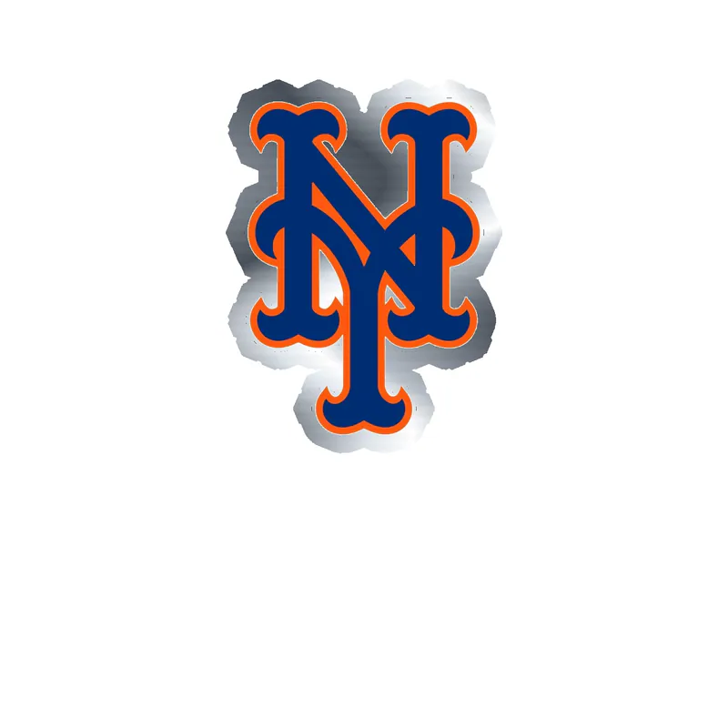 New York Mets - Blue NY - Silver Chrome Vinyl Sticker - Custom Size