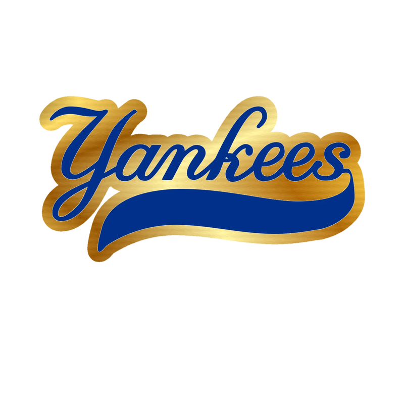 New York Yankees - Yankees Cursive - Gold Chrome Vinyl Sticker - Custom Size