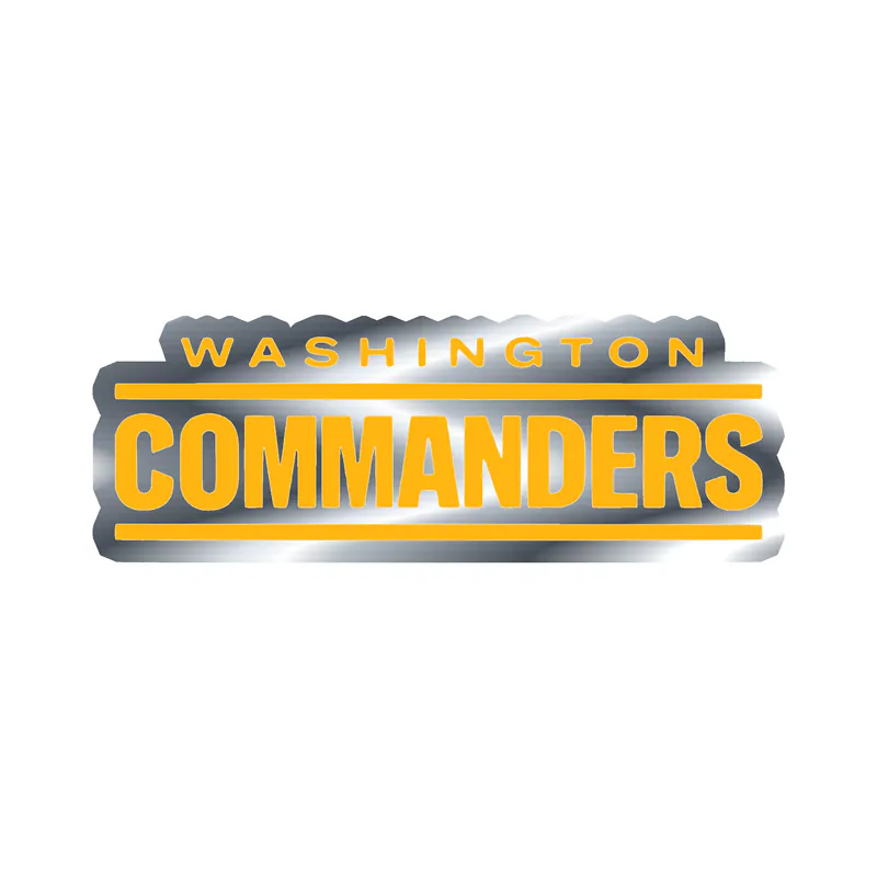 Washington Commanders - Yellow Words- Silver Chrome Vinyl Sticker - Custom Size
