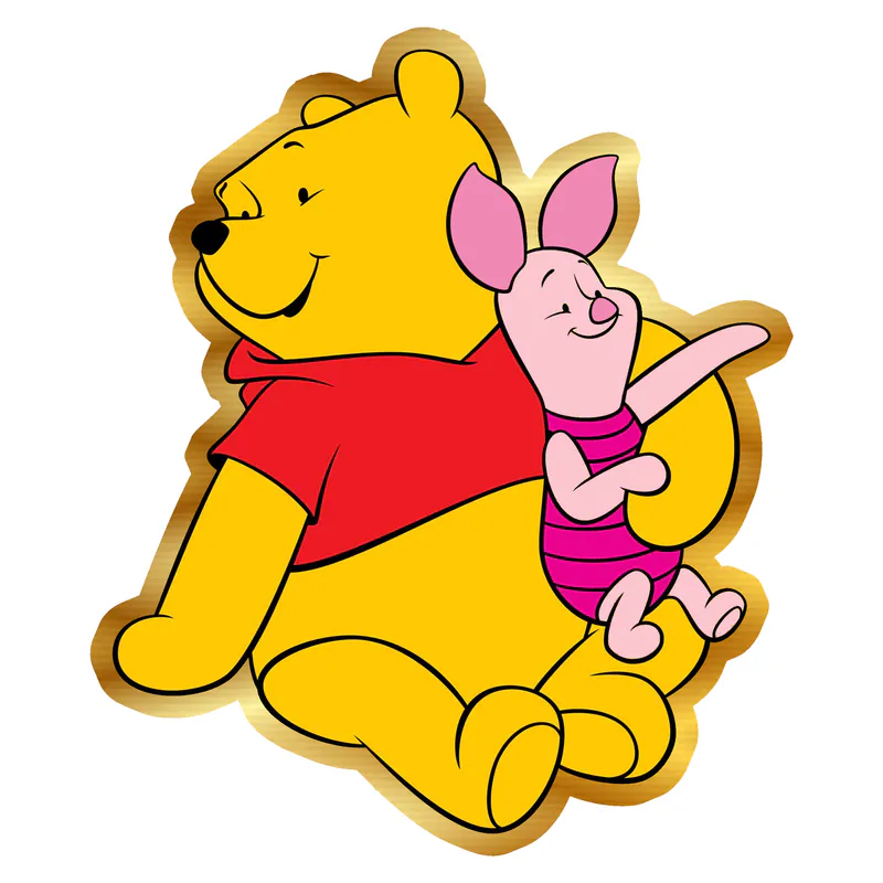 Winnie The Pooh - Pooh and Piglet - Gold Chrome Vinyl Sticker - Custom Size