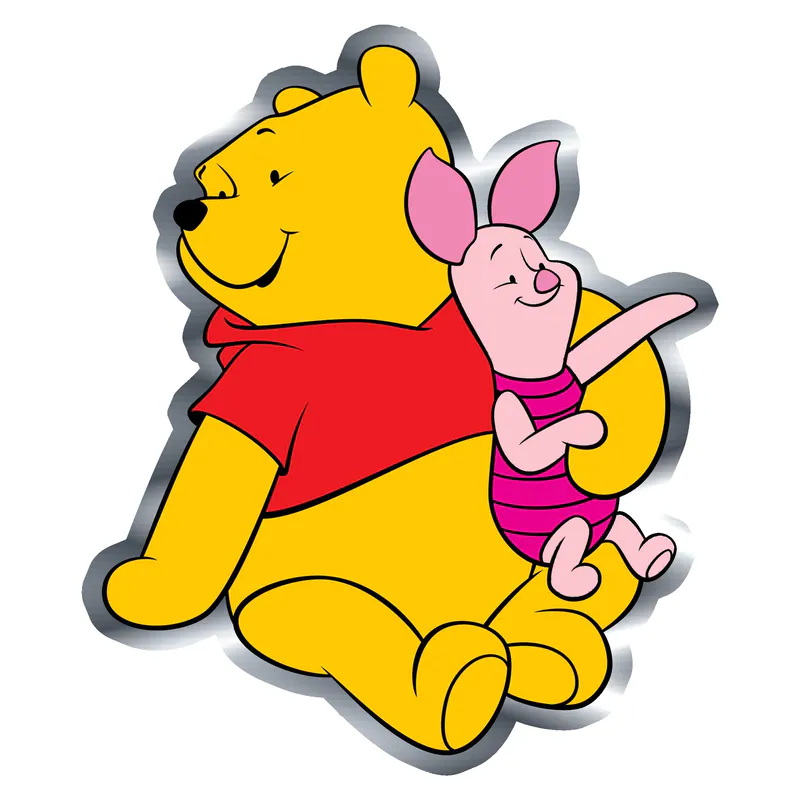 Winnie The Pooh - Pooh and Piglet - Silver Chrome Vinyl Sticker - Custom Size