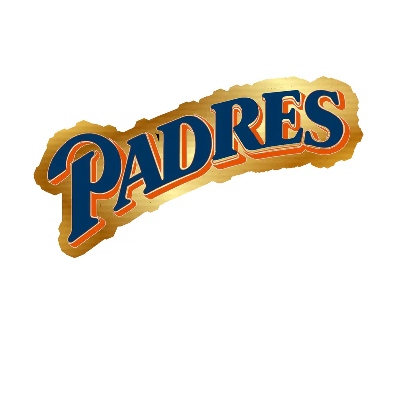 San Diego Padres - Curved Padres - Gold Chrome Vinyl Sticker - Custom Size
