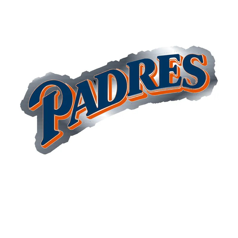 San Diego Padres - Curved Padres - Silver Chrome Vinyl Sticker - Custom Size