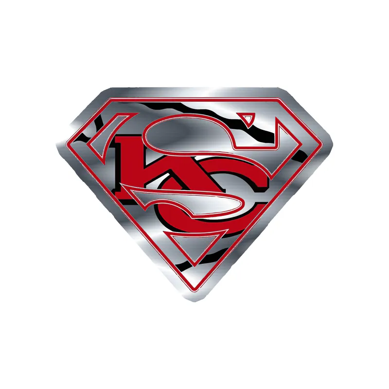 Kansas City Chiefs - Superman - Silver Chrome Vinyl Sticker – Custom Size