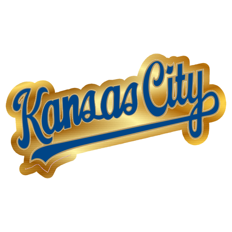 Kansas City Royals - Name Cursive - Gold Chrome Vinyl Sticker - Custom Size
