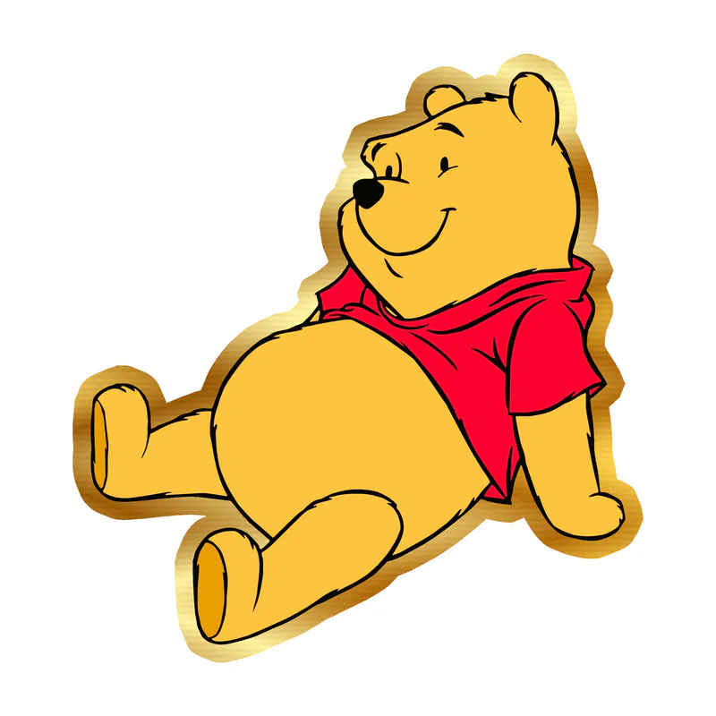Winnie The Pooh - Gold Chrome Vinyl Sticker - Custom Size