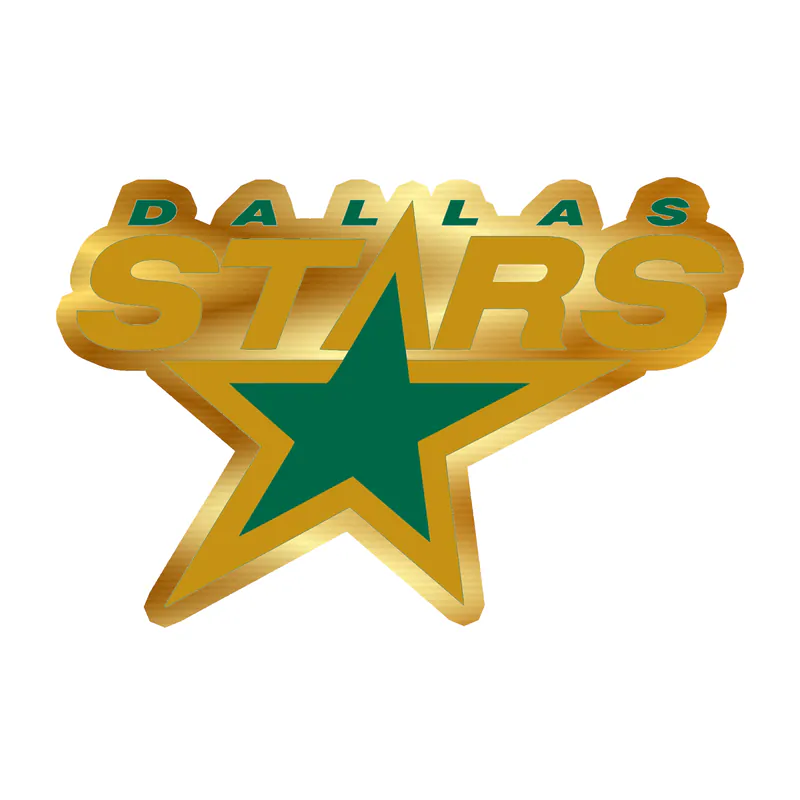 Dallas Stars  - Star With Name - Gold Chrome Vinyl Sticker - Custom Size
