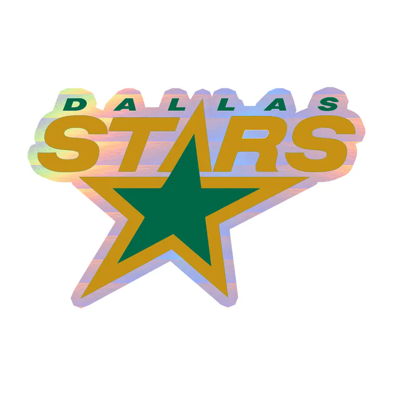Dallas Stars  - Star With Name - Holographic Vinyl Sticker - Custom Size